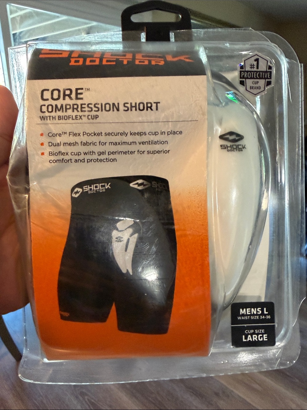 Core Compression Short with BioFlex Cup - Black Size Large men’s